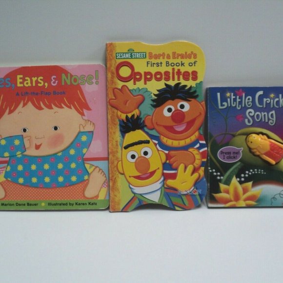 Lot of 3 Toddler's Board Books Bert & Ernie, Cricket's Song, Toes, Ears, Nose - Picture 1 of 2